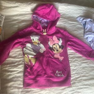 Disney Girls Fuchsia Hoodie with Minnie Mouse & Daisy Duck